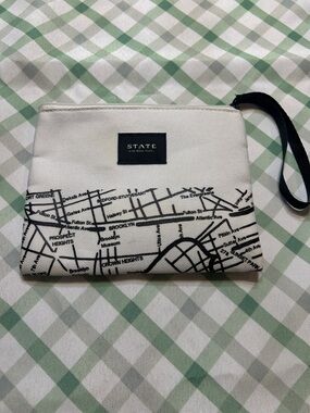 STATE Canvas Map Wristlet in White and Black